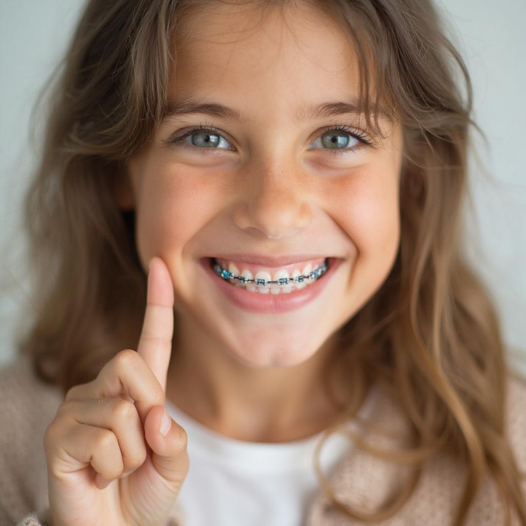 Teenager smiling with braces