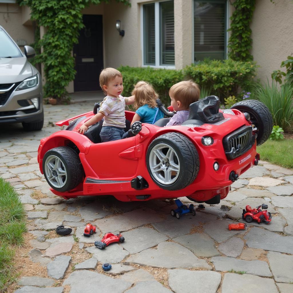 Overloaded Battery Powered Car Tipped Over