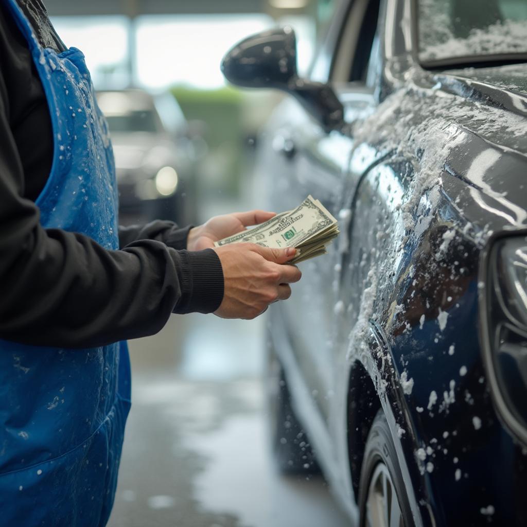 Tipping at a Car Wash: Giving Cash to Attendant