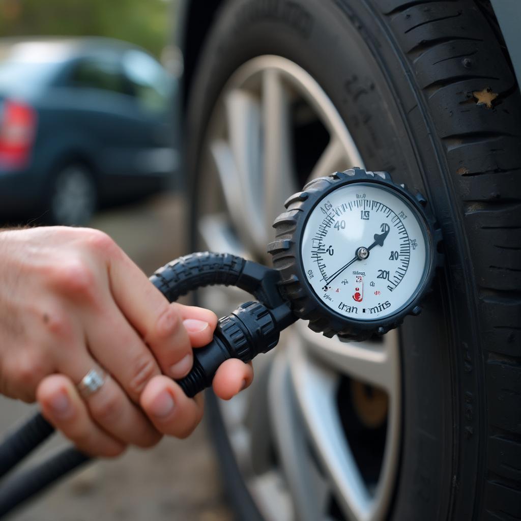 Checking Tire Pressure Before Road Trip