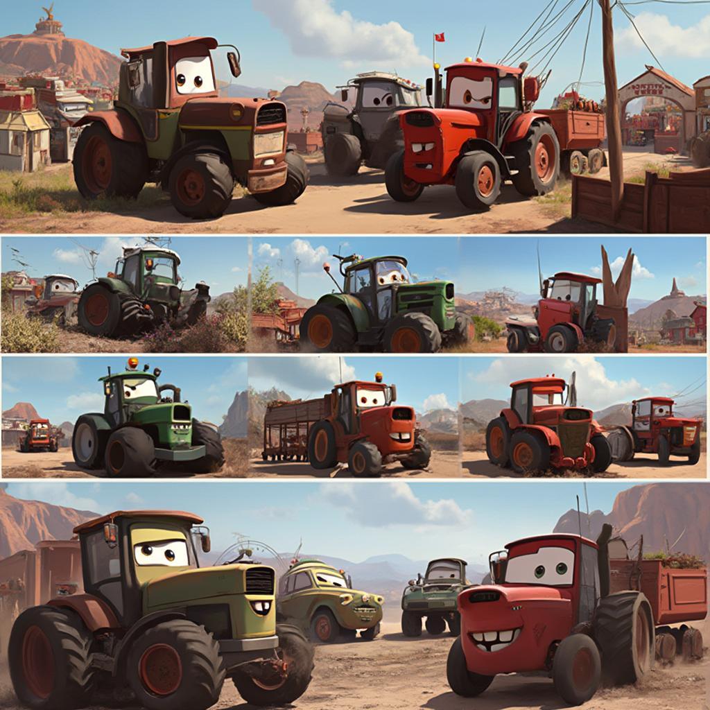 Tractors and their various roles in the Cars movie