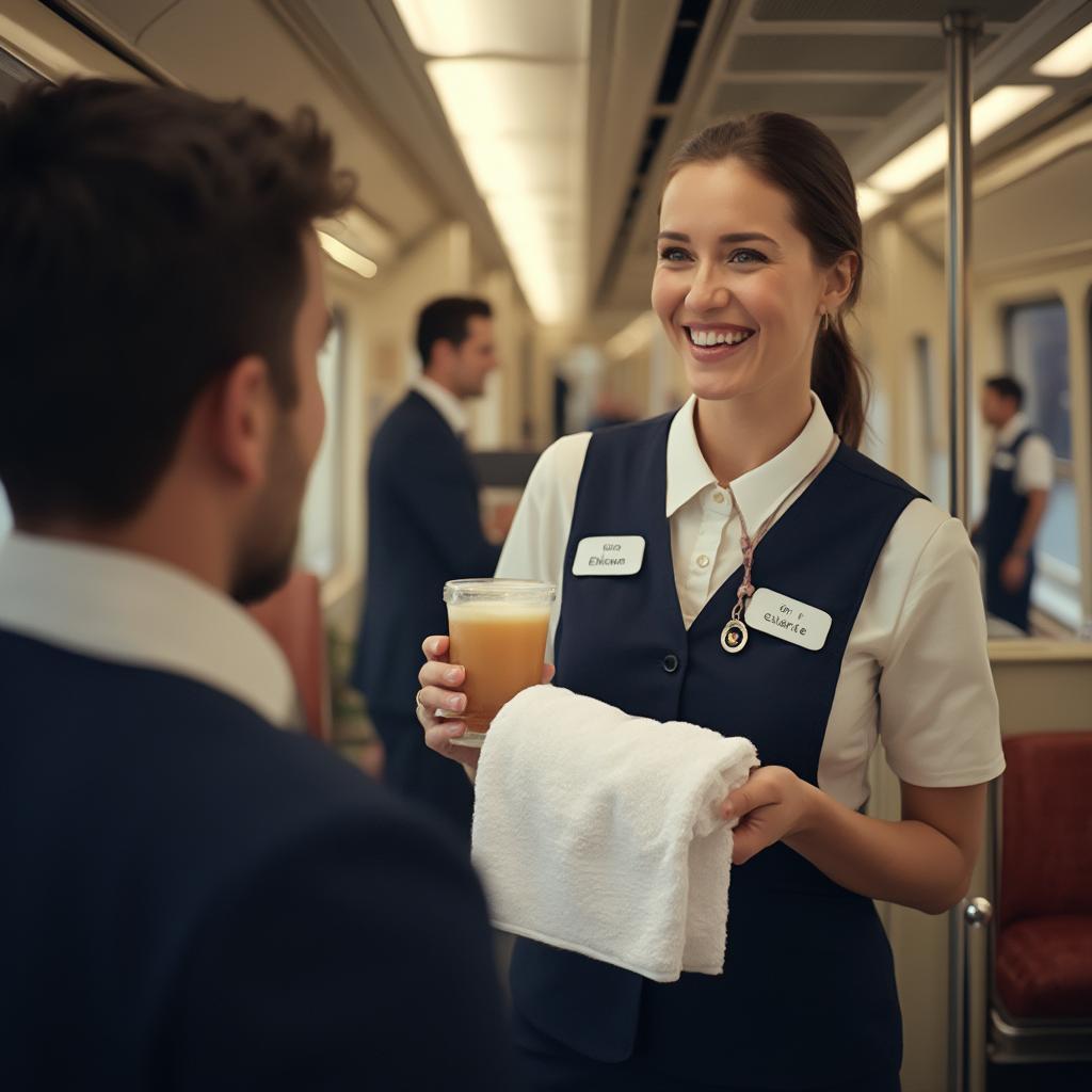 Train Attendant Providing Exceptional Service