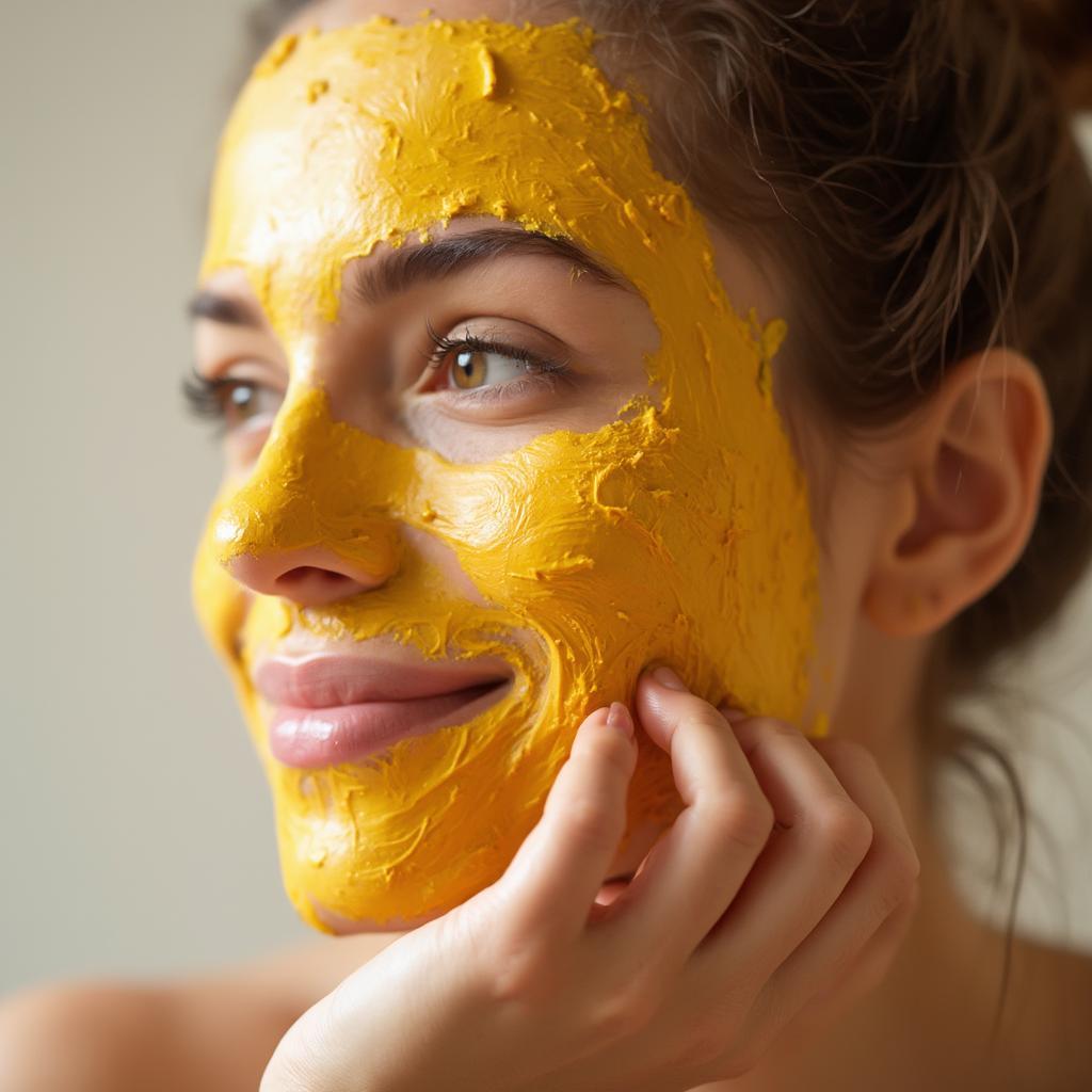 Applying a Turmeric Face Mask