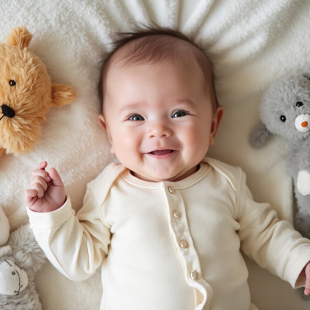 Happy Two-Month-Old Baby Smiling