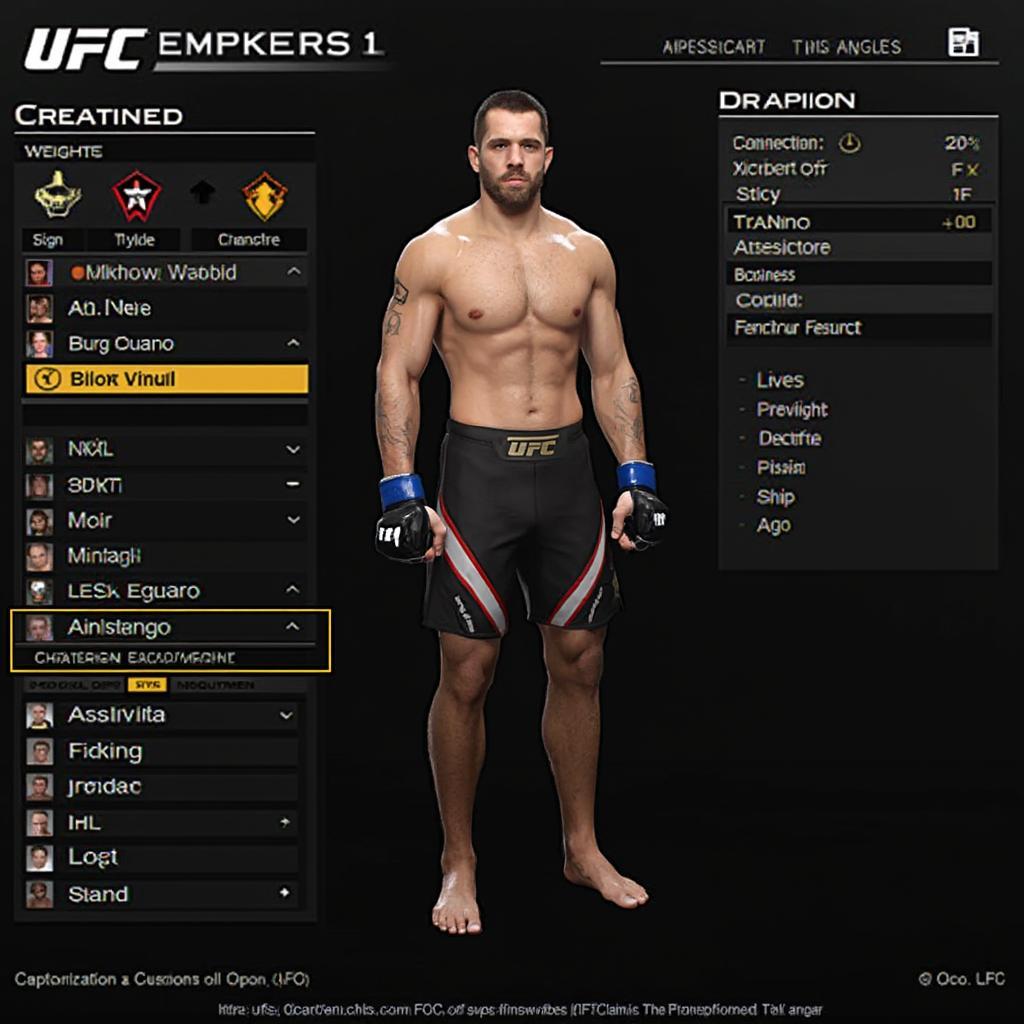 UFC 3 Character Creation Screen