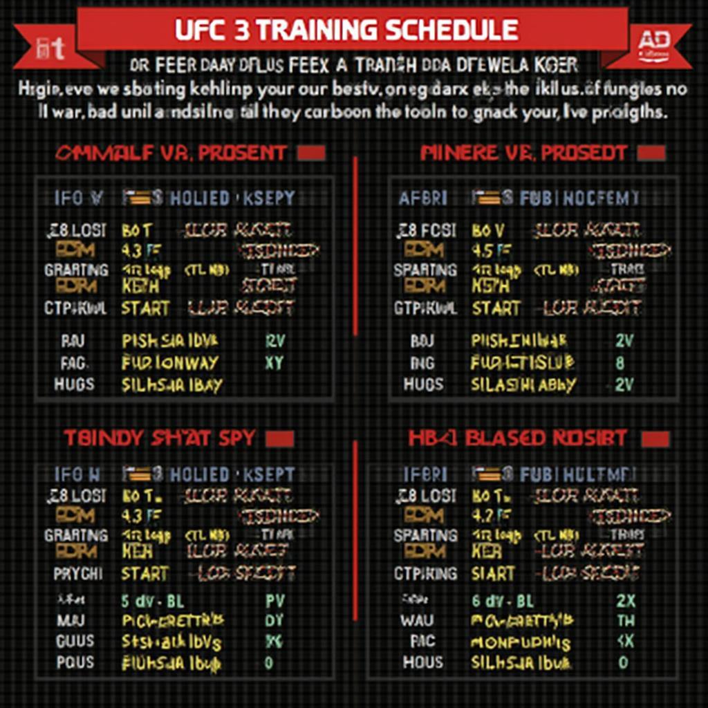 UFC 3 PS4 Career Mode Training Schedule Example