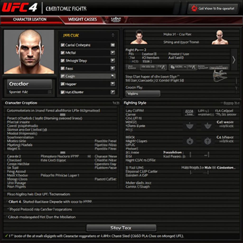 UFC 4 Character Creation Screen