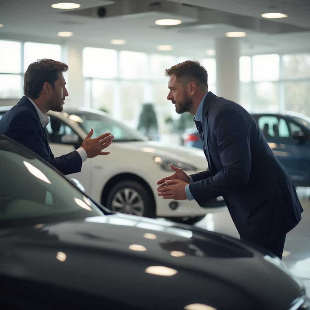 Salesperson actively listening to customer needs