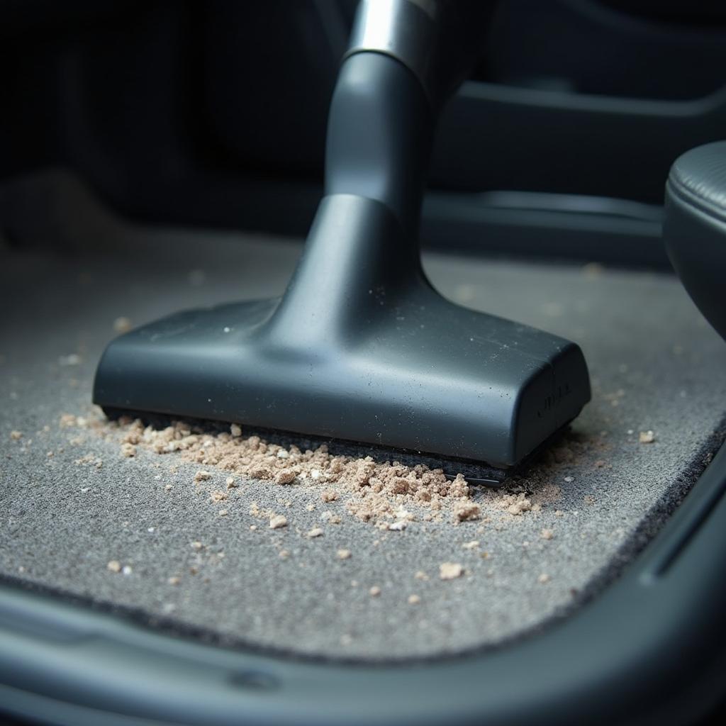 Vacuuming a car interior to remove dust and allergens for a healthier environment