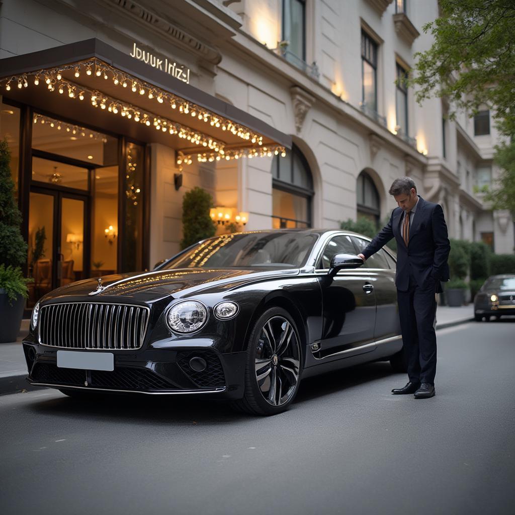 Valet parking car at a luxury hotel