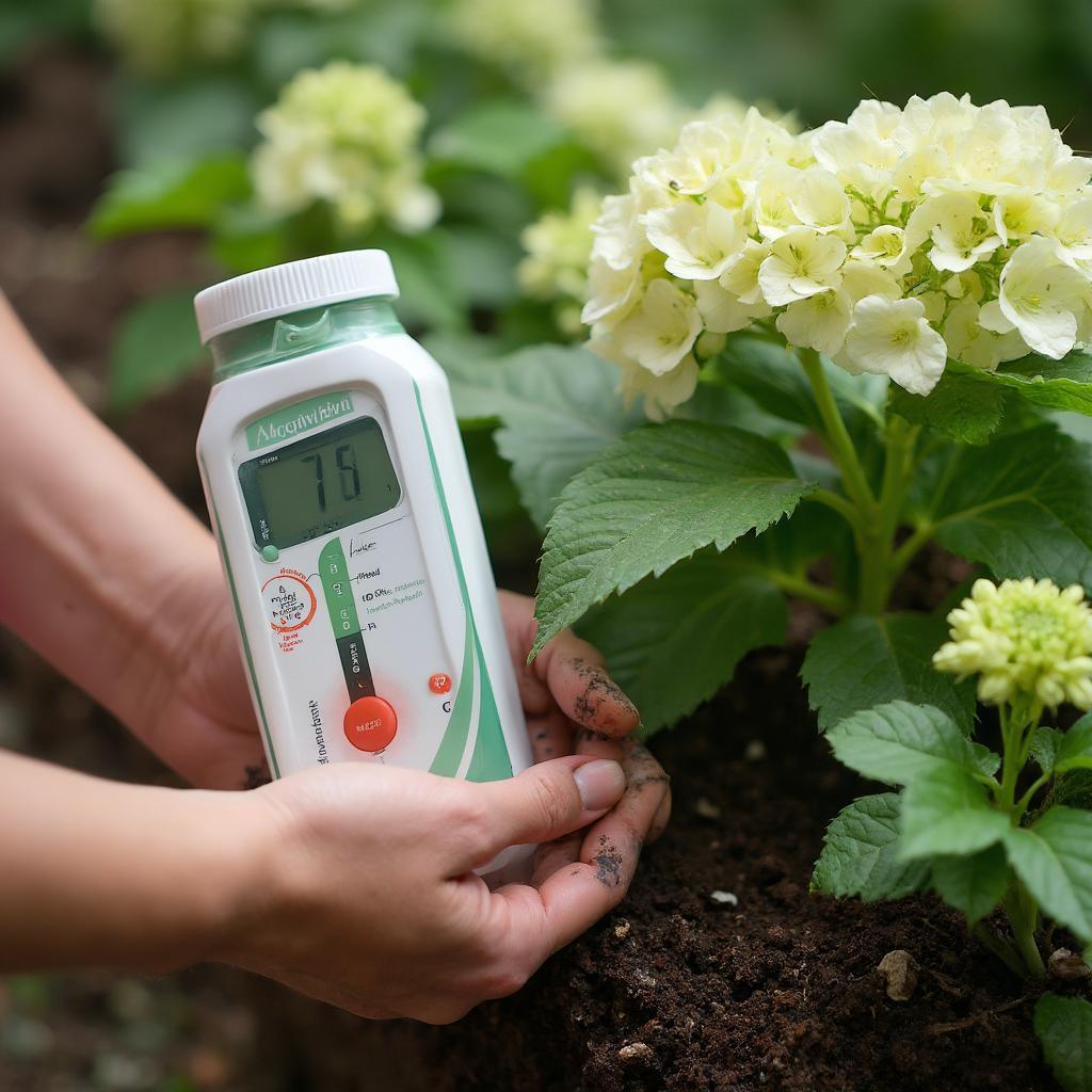 Testing Soil pH for Vanilla Strawberry Hydrangea