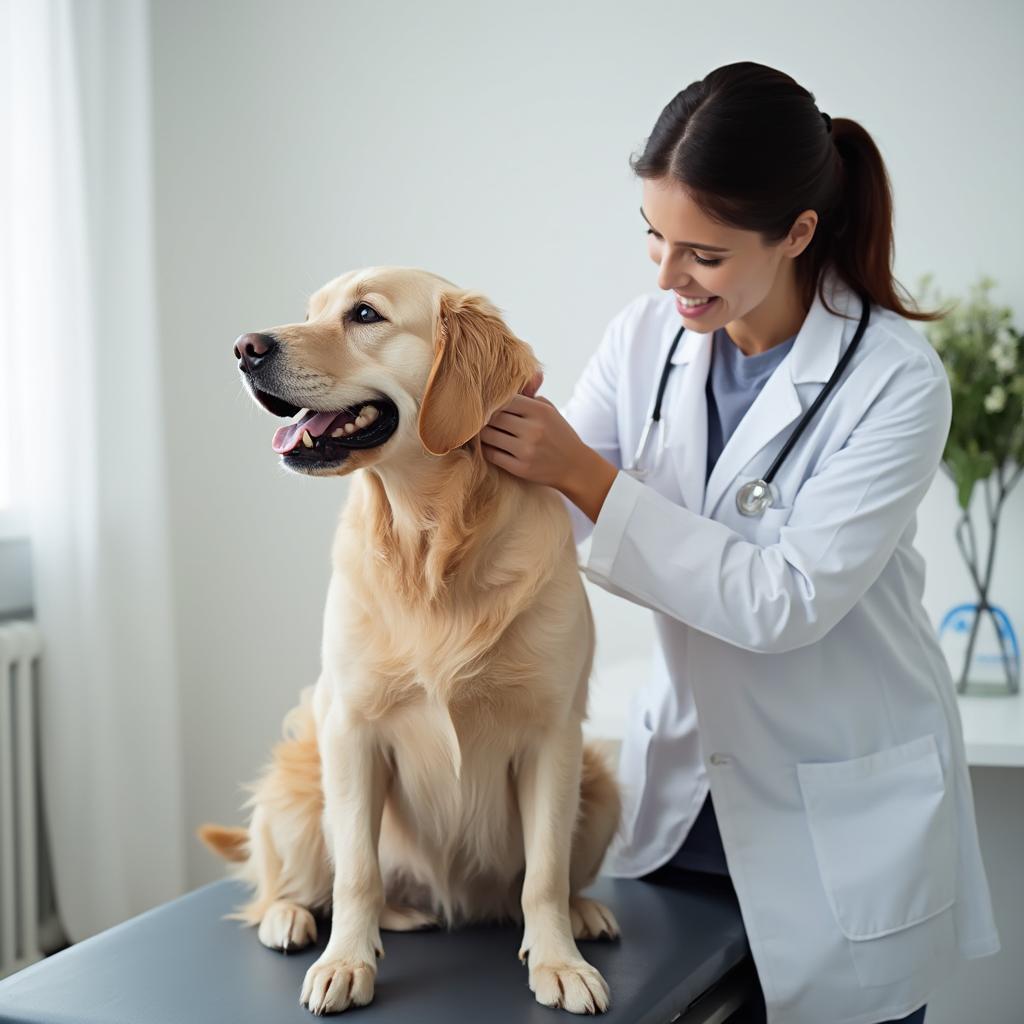 Veterinarian Examining a Dog