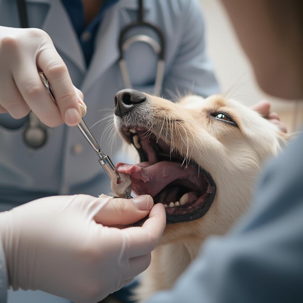 Veterinarian Examining Dog's Teeth