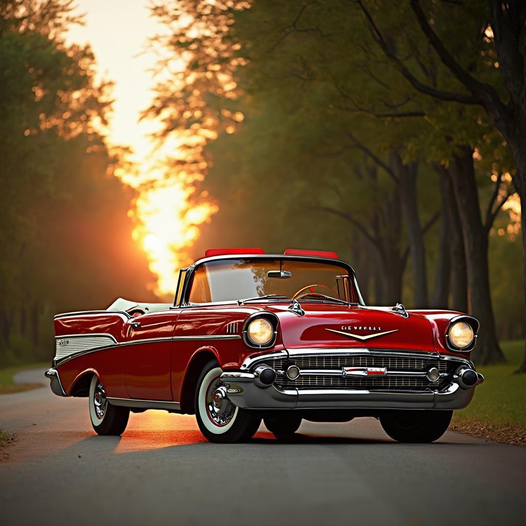 Vintage Car on Countryside Road