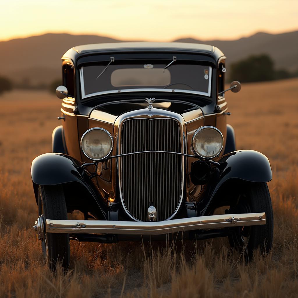 Vintage Car in Golden Hour Lighting