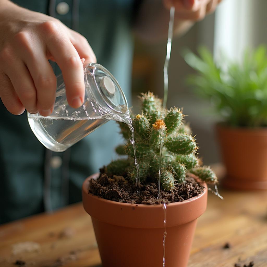 Watering a Thanksgiving Cactus