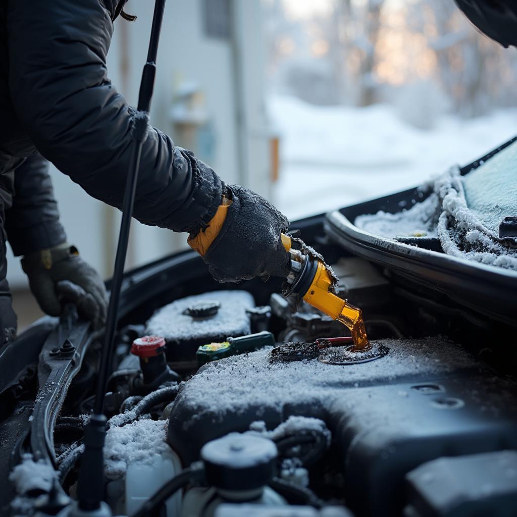 Checking Car Fluids in Winter