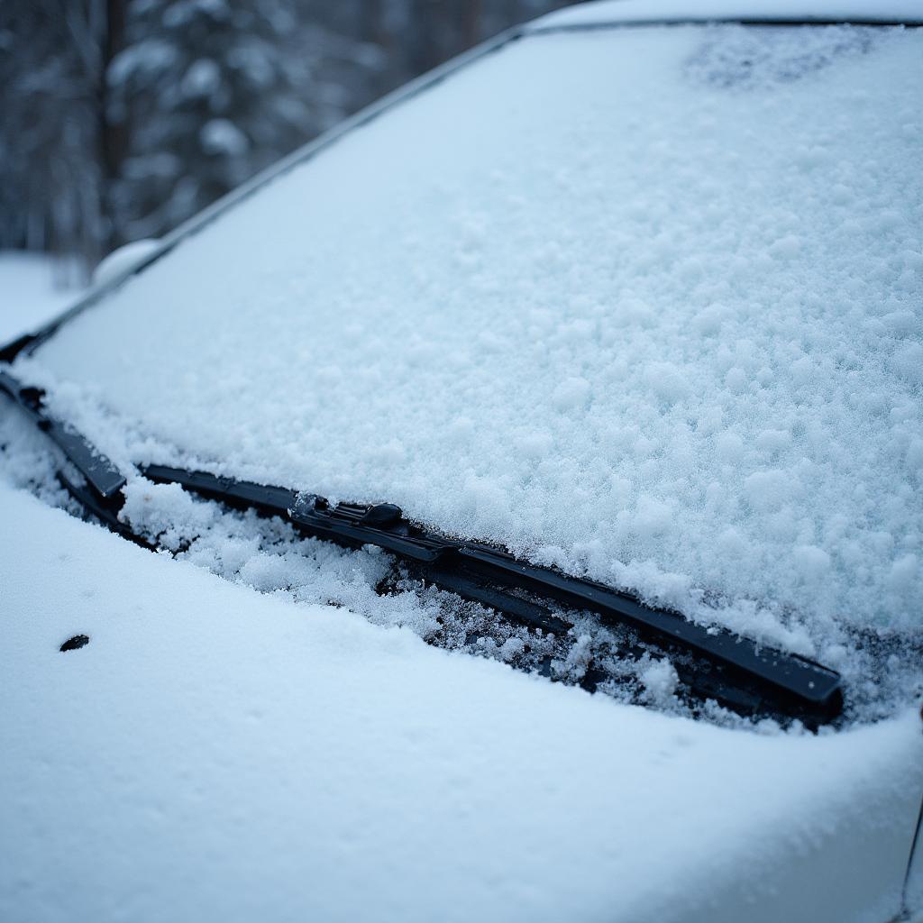 Frozen Windshield in Winter