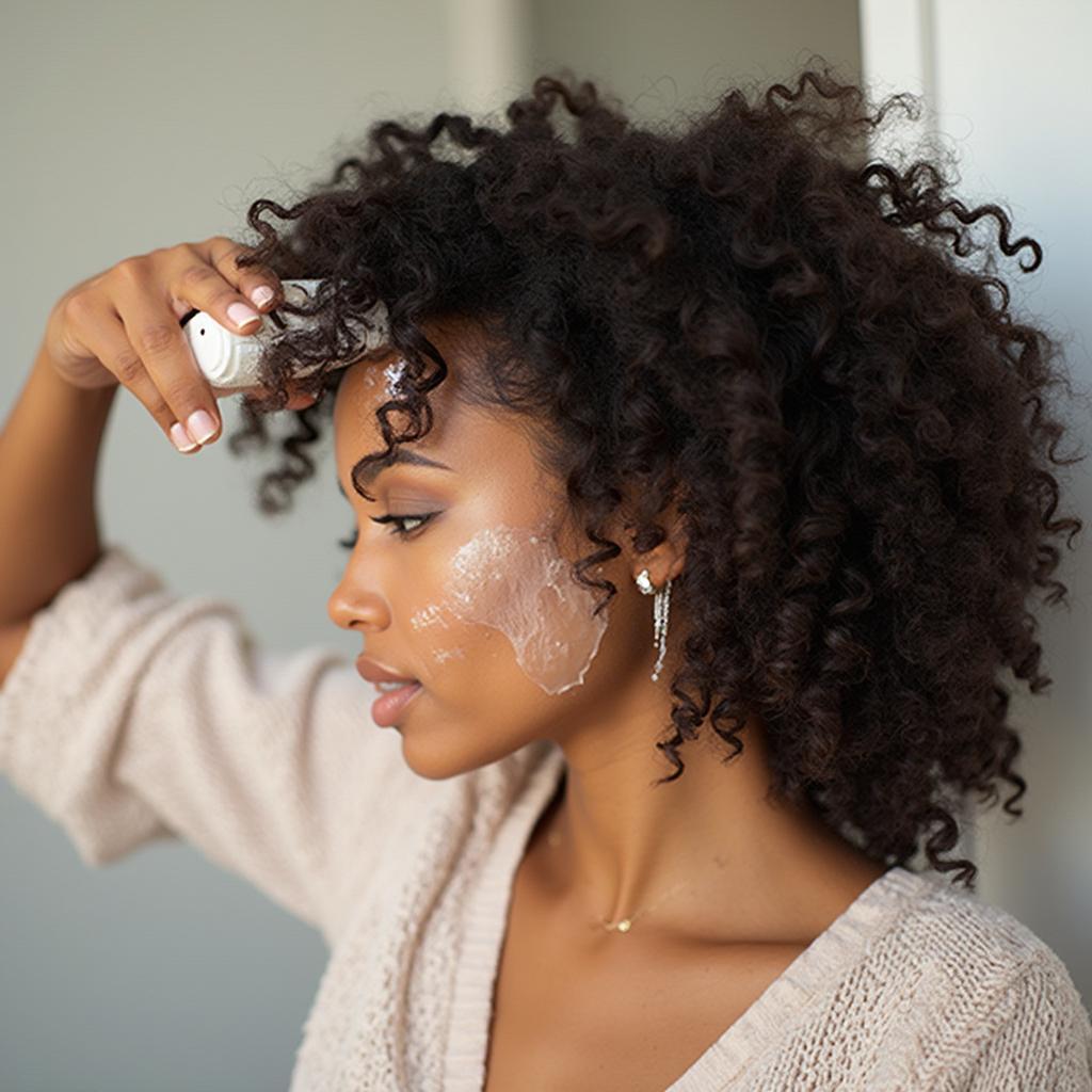 Woman Applying Deep Conditioner