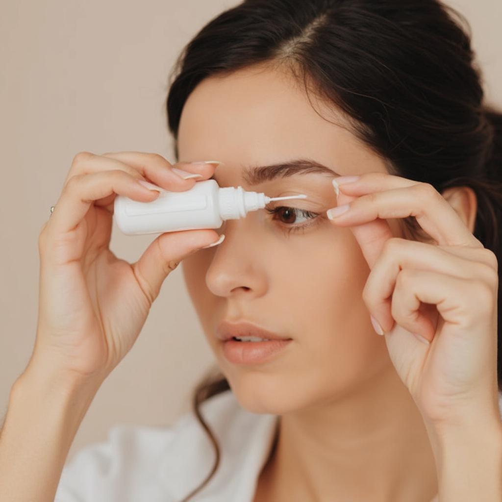 Woman Applying Eye Drops for Eye Health