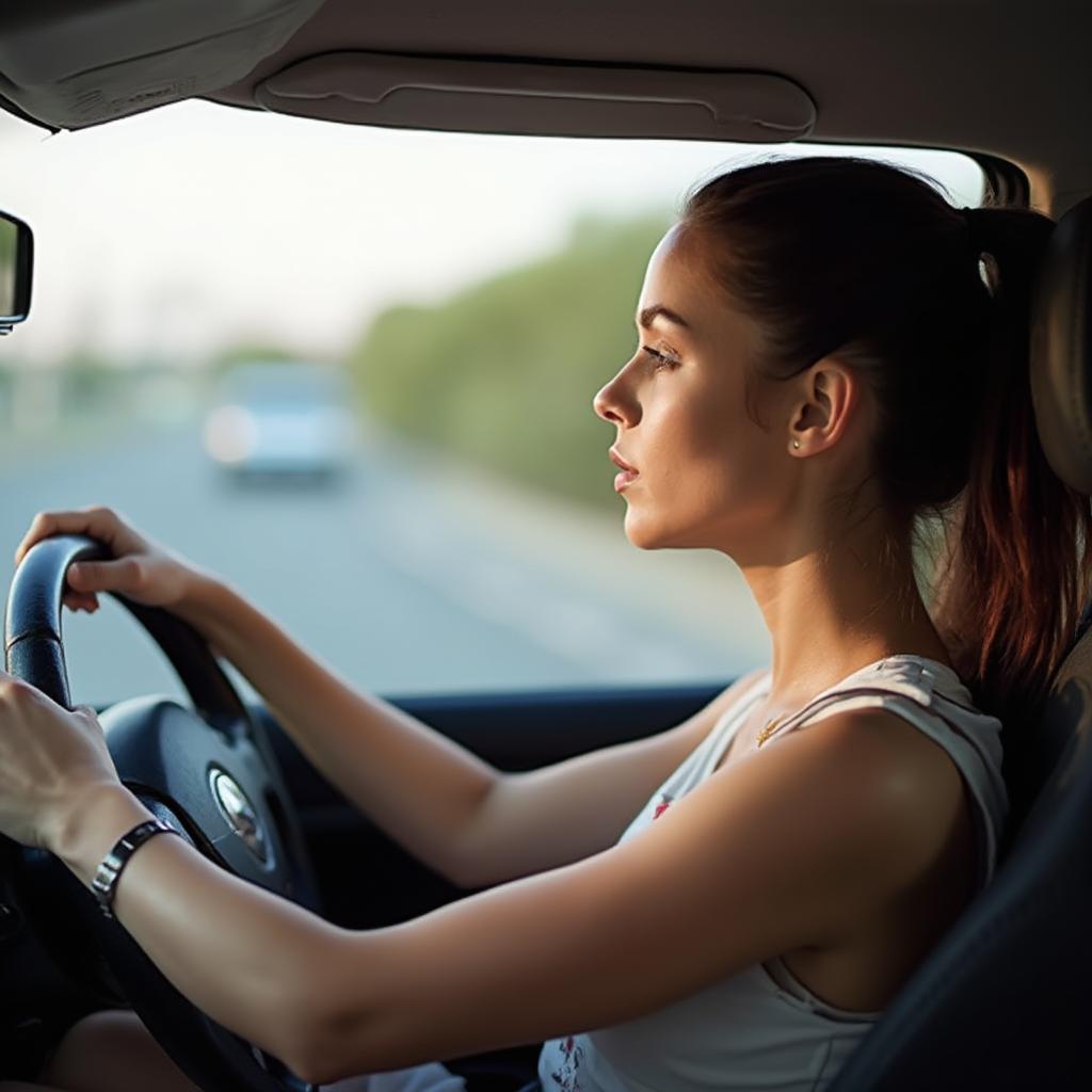 Woman Driving Safely