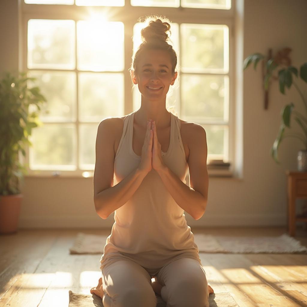 Woman Practicing Yoga for Stress Relief