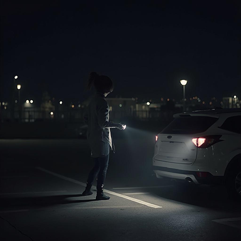 Using a flashlight while walking to your car at night improves visibility and safety.