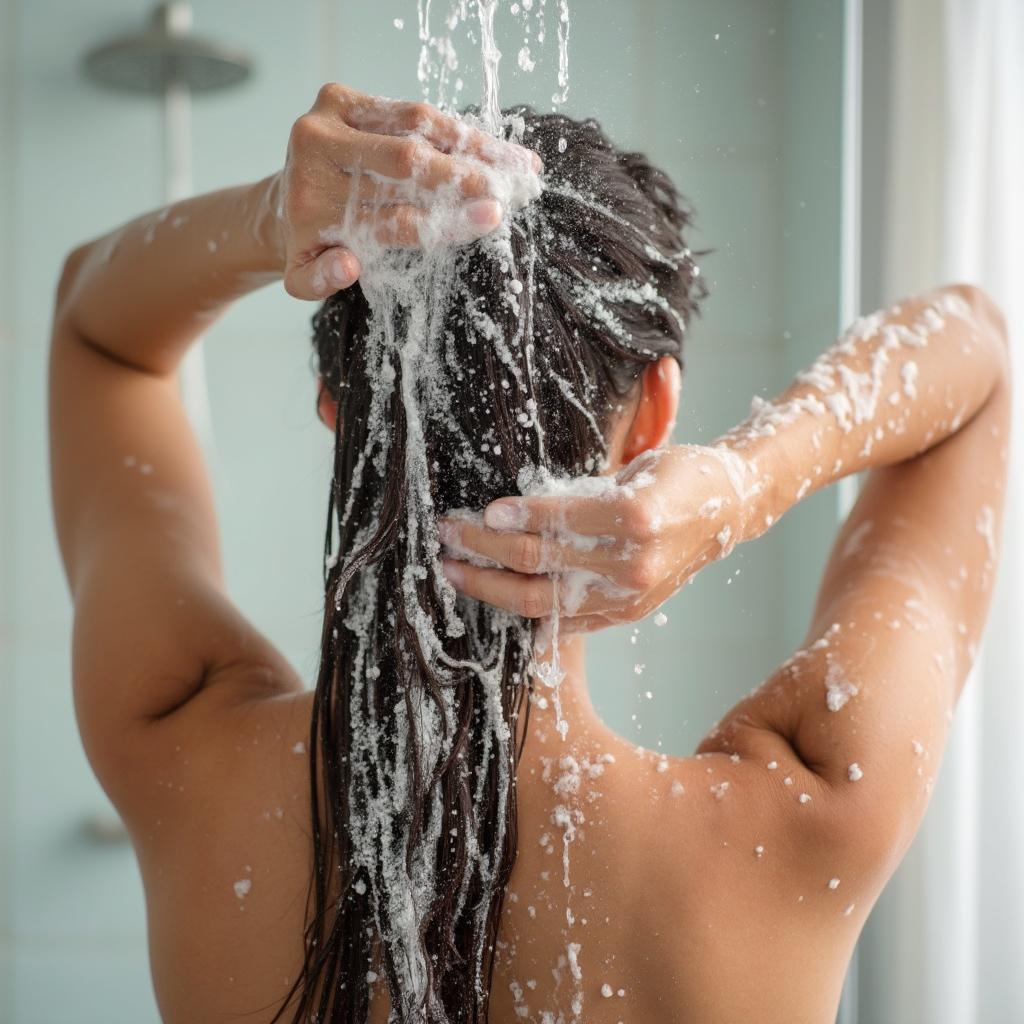 Woman Correctly Washing Her Hair