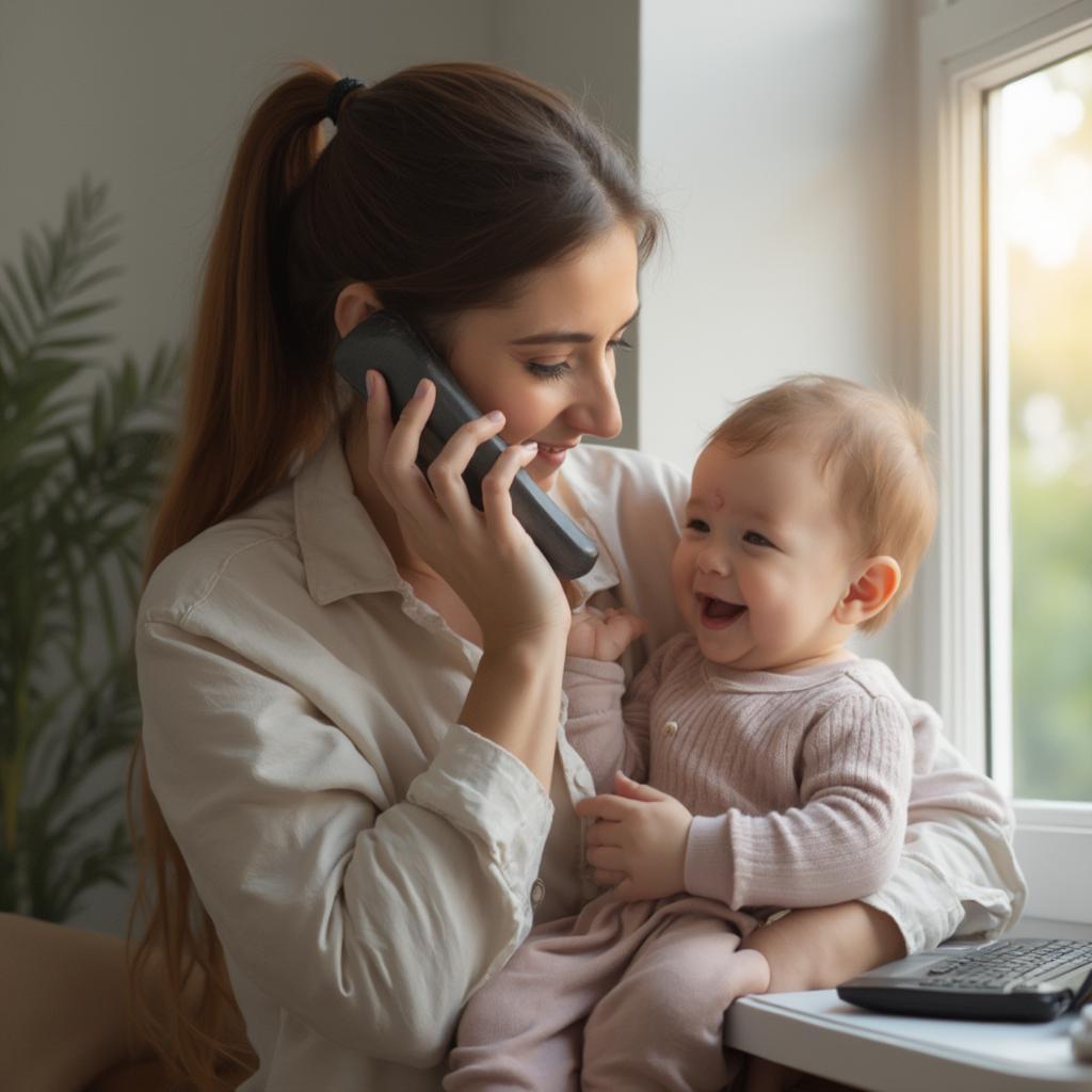 Working Mom Connecting with Support Network