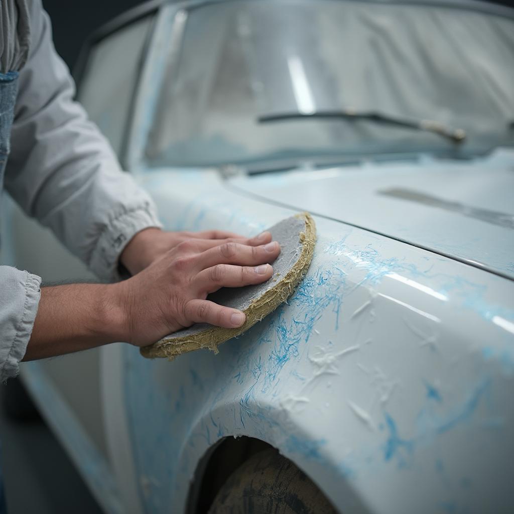 Sanding Car Before Spray Painting