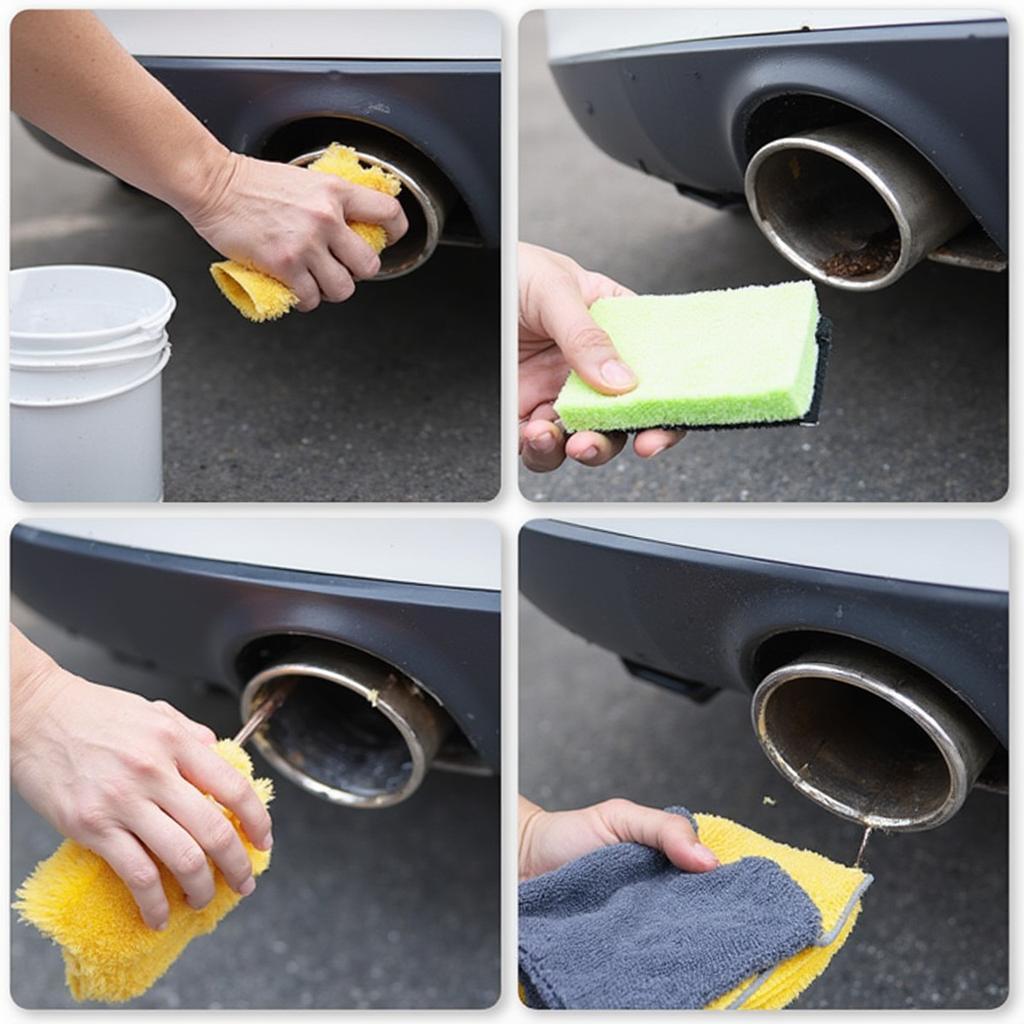 Cleaning Car Exhaust Tips with Soap and Water