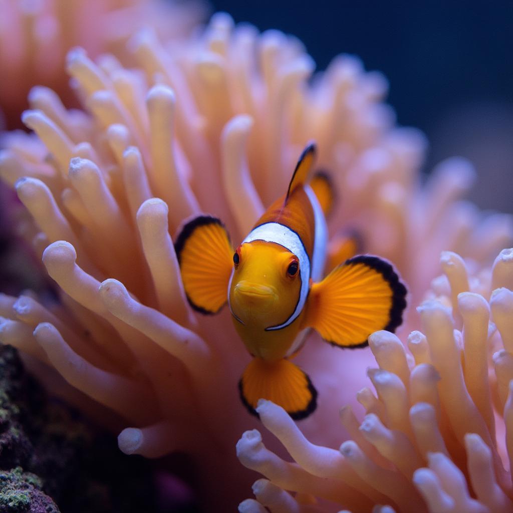 Clownfish nestled in its anemone home