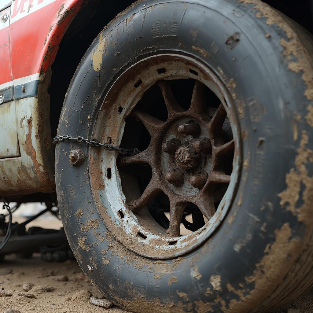 Demolition Derby Car Tires and Suspension