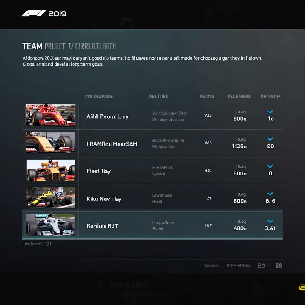 Choosing the right team in F1 2019 game career mode