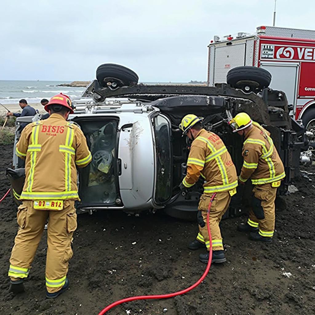 Emergency Responders Assisting with a Rollover on Fantasy Island