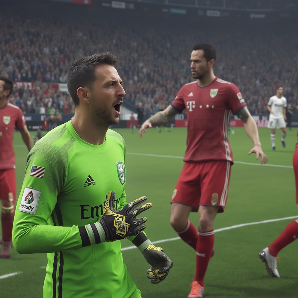 FIFA 17 Goalkeeper Commanding the Defense