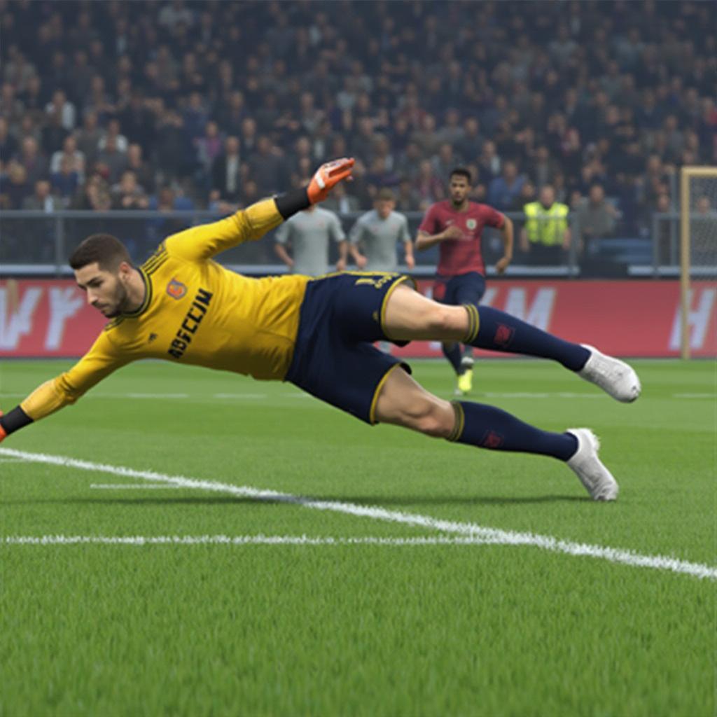 FIFA 17 Goalkeeper Making a Diving Save