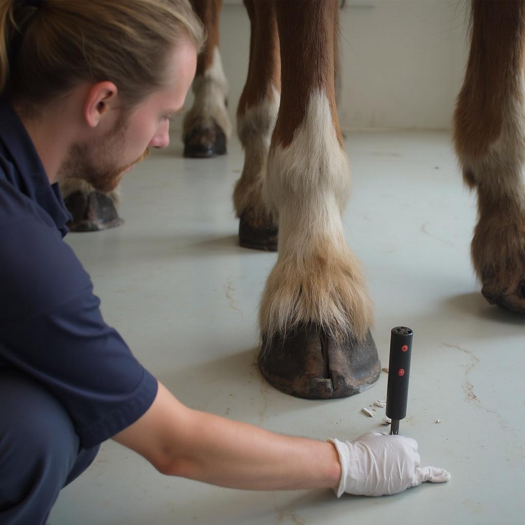 Veterinarian Treating a Horse Hoof Abscess