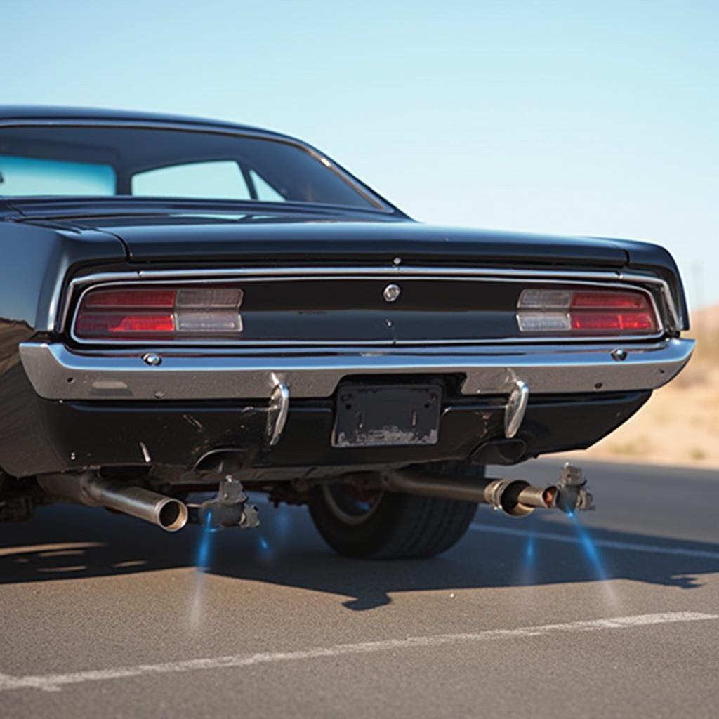 Muscle Car with Straight Pipe Exhaust Producing a Powerful Sound