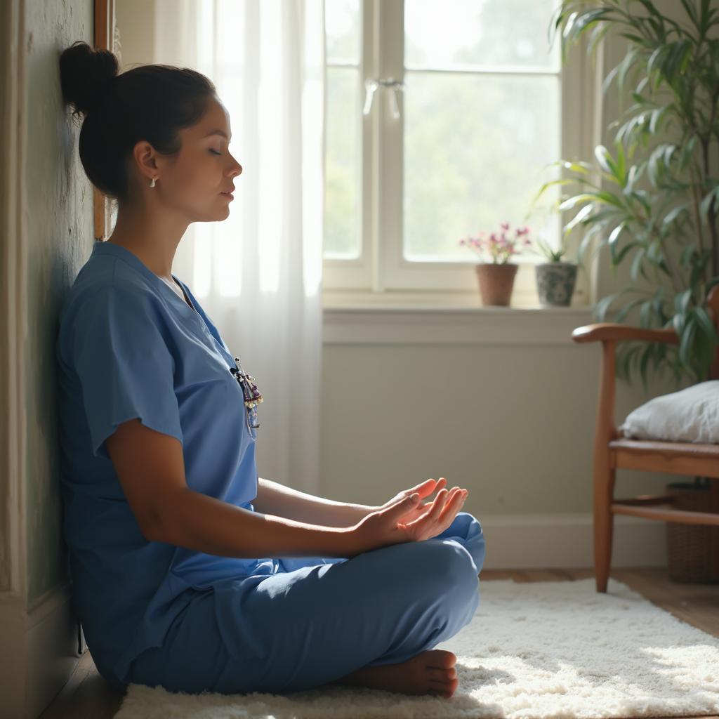 Nurse Practicing Mindfulness for Self-Care