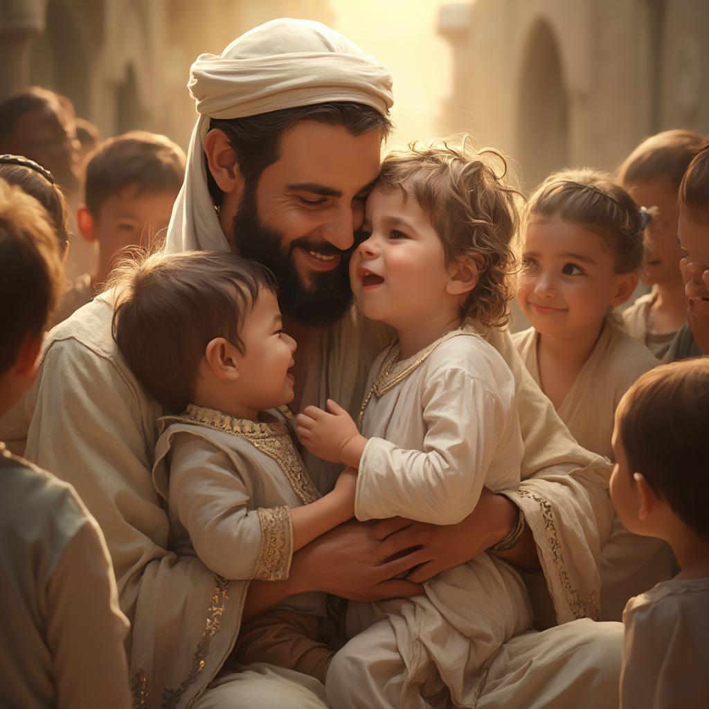 Prophet Muhammad showing love and compassion to children