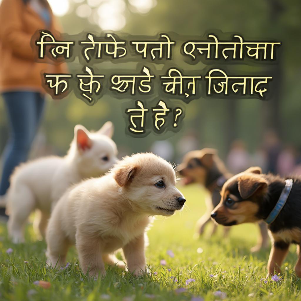 Puppy socializing at a park, Hindi context