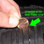 alt text: Penny tire test to check tread depth